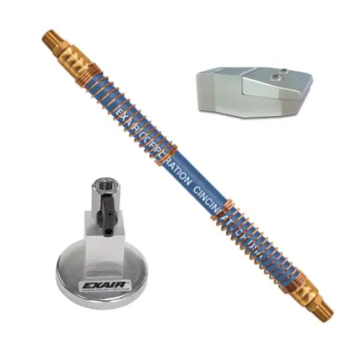 Exair HP1125-9324 2" High Power Flat Super Zinc-Aluminum Air Nozzle with 24" Stay Set Hose and Magnetic Base