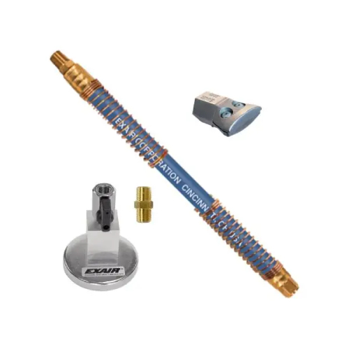 Exair HP1126SS-9356 1" High Power Flat Super Stainless Steel Air Nozzle with 6" Stay Set Hose and Magnetic Base