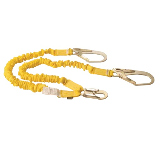 Gemtor D11ELYZ6 Stretch Energy Absorbing Lanyard without pack with Two Legs, 100% Tie-off 6 ft Long.