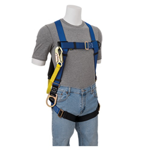 Gemtor VP526-4 Harness with Hip D-rings and Attached Energy Absorbing Lanyard, XL