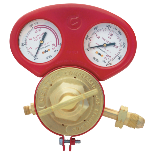 Gentec 152Y-15G Single Stage MD Regulator, Acetylene, CGA510 with Gauge Protector