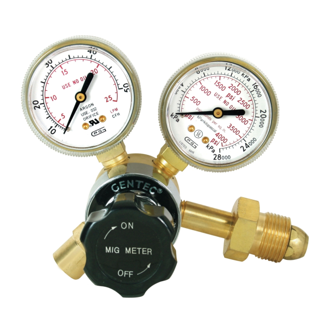 Gentec 190AR-50-6HSP Flowgauge Regulator Kit, "Mig Meter" Argon with 6' Hose, Skin Pack