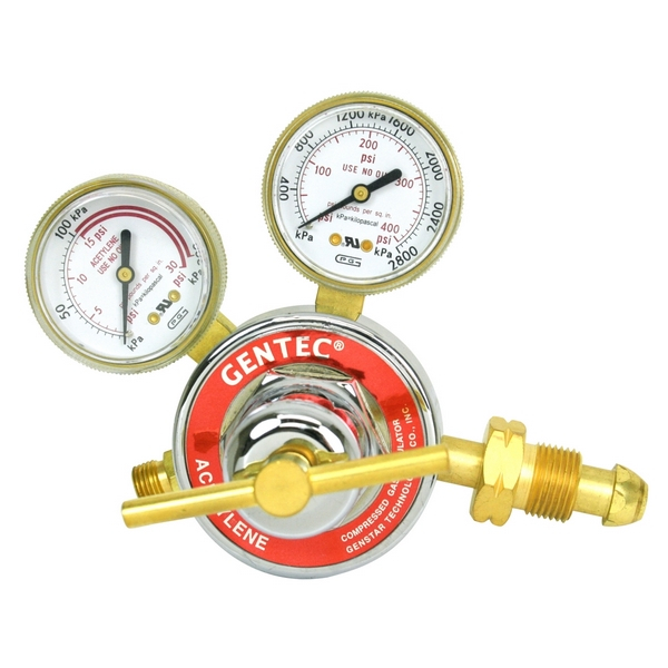Gentec 452Y-15 Medium Duty Single Stage Cylinder Regulator, Acetylene, CGA510