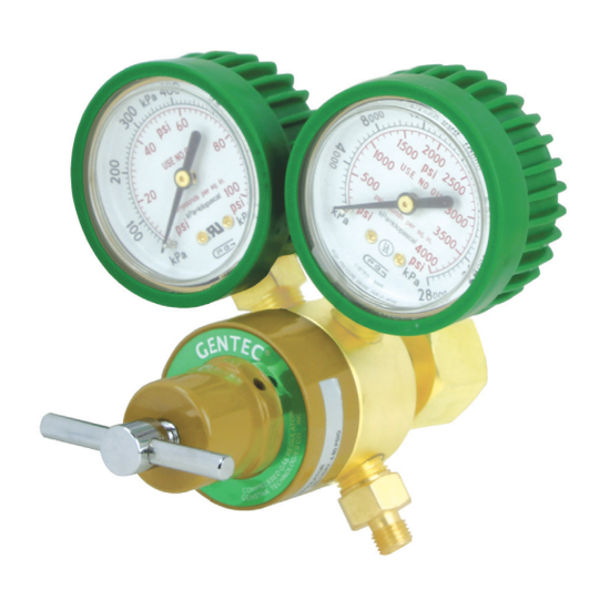 Gentec 710X-80-AGSP 710 Series Rear-entry Regulator Oxygen CGA540, A Outlet, with Gauge Protector, Skin Pack