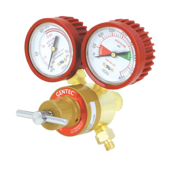 Gentec GRAMC2G 710 Series Rear-entry Regulator Acetylene Content CGA200"MC" w/ Rubber Gauge Protector