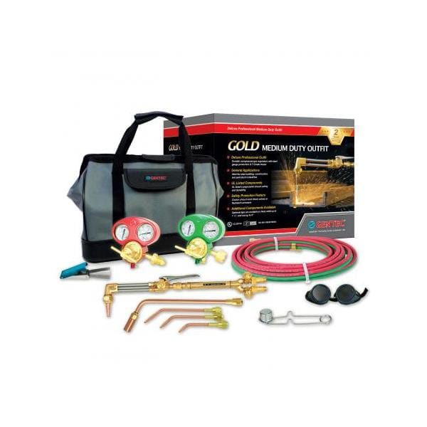Gentec 1120 JOBBER Gold Series Medium Duty Outfits in Deluxe Tool Bag w/ 152 Regulators, 3 Wldng & 1 Htng Nzl, w/ Check Valves