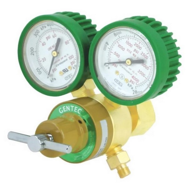 Gentec 710X-80-AG Silver Series LD Oxygen Rear Entry Regulator with Rubber Gauge Guards, CGA540 "A"