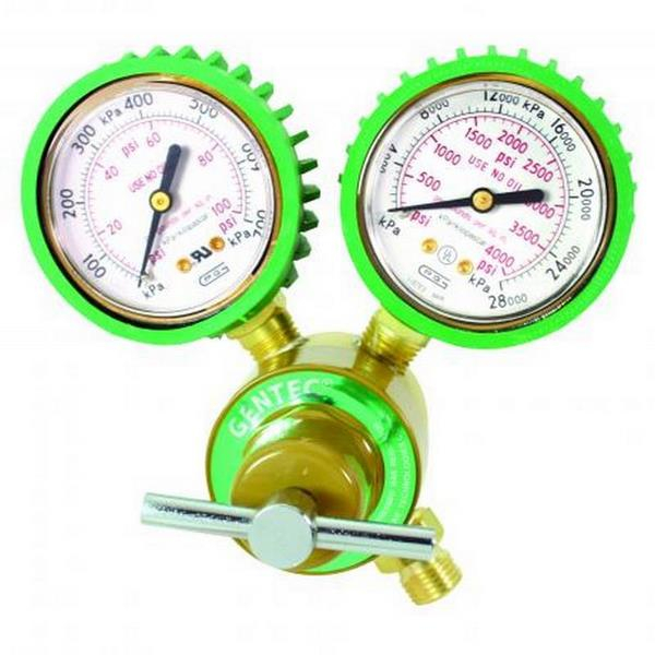 Gentec 710X-80GSP Silver Series LD Oxygen Rear Entry Regulator with Rubber Gauge Guards, CGA540, Skin Package