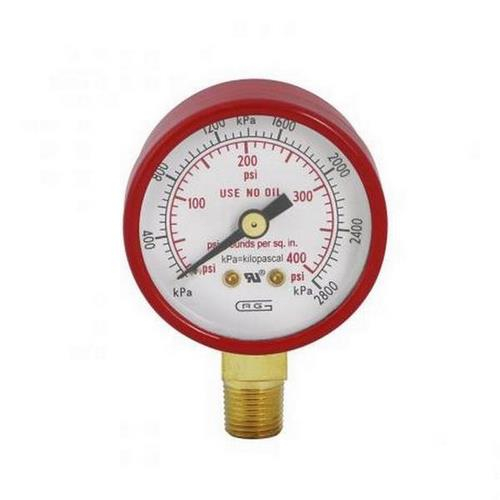Gentec G15-400 1.5" Dual Scale Gauge, Steel Case, 400PSI, Red