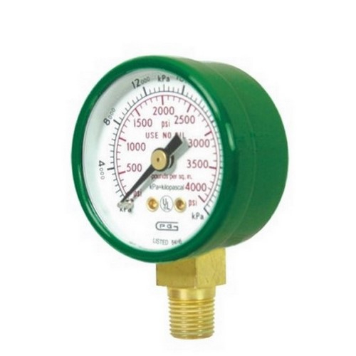 Gentec G15-4000 1.5" Dual Scale Gauge, Steel Case, 4000PSI, Green
