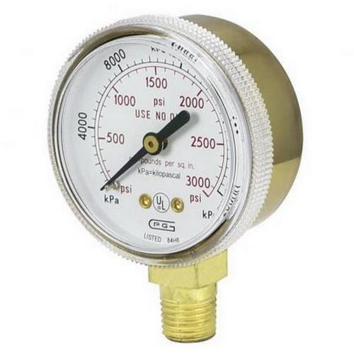 Gentec G20B-3000 2" Dual Scale Gauge, Brass Case, 3000PSI