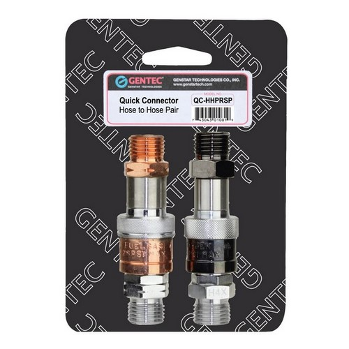 Gentec QC-HHPRSP Hose to Hose Quick Connector, with Check Valve, Pair (Fuel, Oxygen), Skin Pack