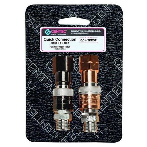 Gentec QC-HTPRSP Hose to Torch Quick Connector, with Check Valve, Pair (Fuel / Oxygen), Skin Pack