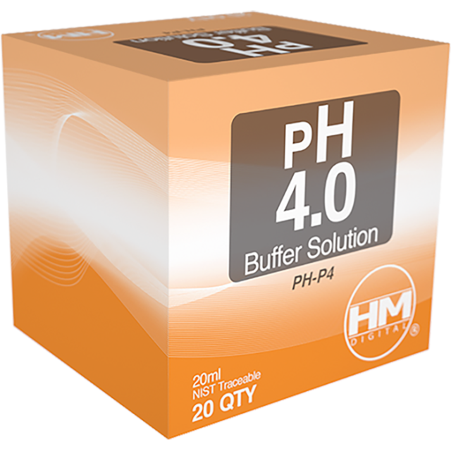 pH Meters HM Digital PH-P4 pH 4.0 Buffer Solution - 20 Packets of 20 ml