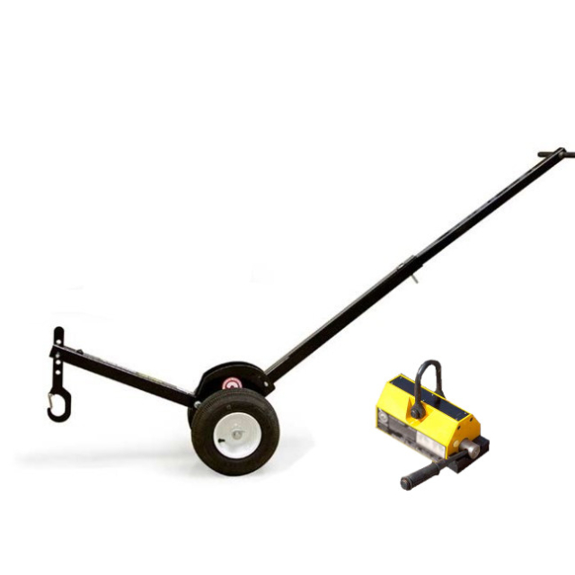 Industrial Magnetics Mag-Mate MCL2W12PNL0800 Manhole Cover Lift Steel Dolly with 12" Wheels and PowerLift Magnet