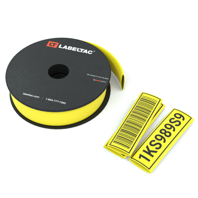 LabelTac LTF01SHK-2:1 2:1 Printable Heat Shrink Tube 1/2"x25' | Yellow | Wire Marking | For use with LabelTac 4 or ProX printer