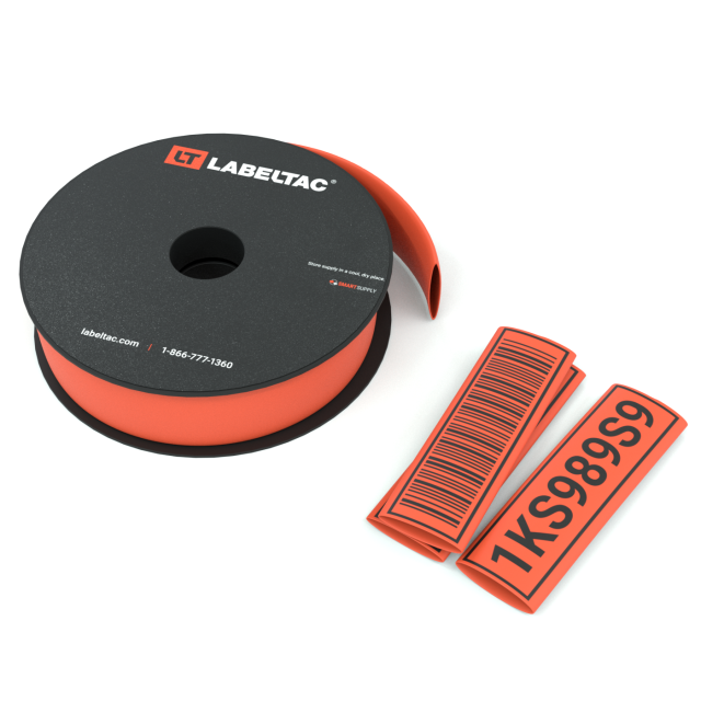 LabelTac LTC06SHK-2:1 2:1 Printable Heat Shrink Tube 1/4"x25' | Orange | Wire Marking | For use with LabelTac 4 or ProX printer