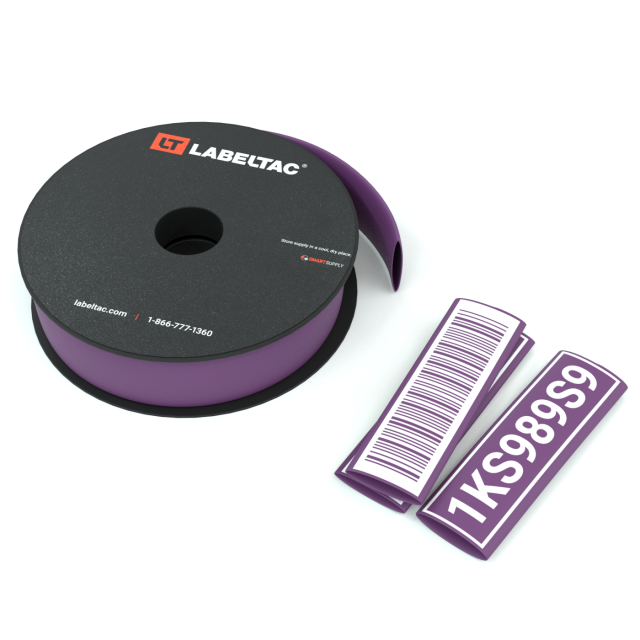 LabelTac LTE09SHK-2:1 2:1 Printable Heat Shrink Tube 3/8"x25' | Purple | Wire Marking | For use with LabelTac 4 or ProX printer