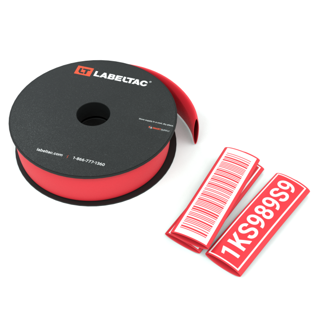 LabelTac LTG04SHK-2:1 2:1 Printable Heat Shrink Tube 3/4"x25' | Red | Wire Marking | For use with LabelTac 4 or ProX printer