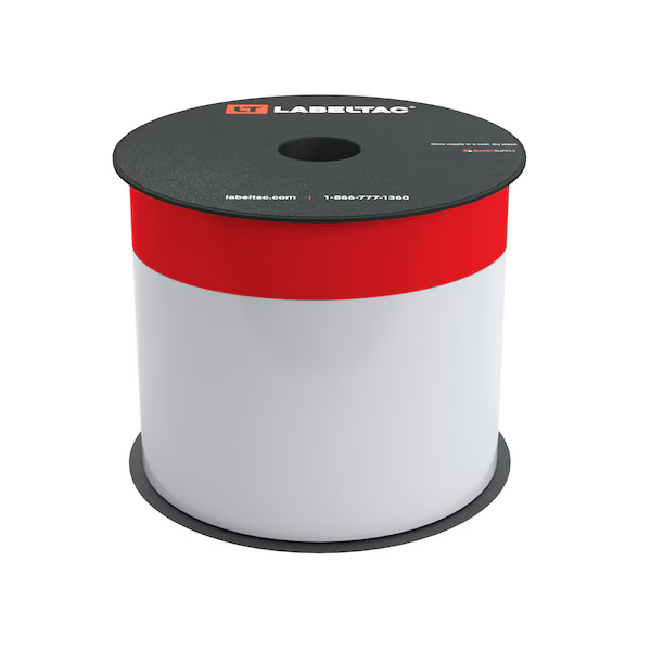 LabelTac LT404WW 4"x70' Cable Wire Labels Printable Cable Wraps 2" Printable Red Header Self-Laminating Use LabelTac 4 or LabelTac Pro Printer