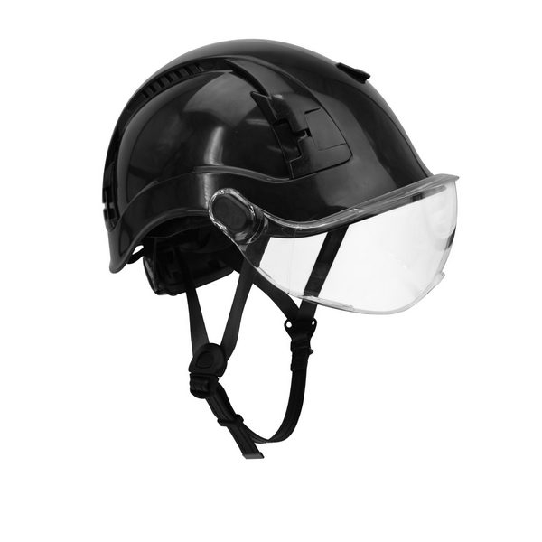 Malta Dynamics HTB1101 Type 1 Black Safety Helmet w/ Clear Visor