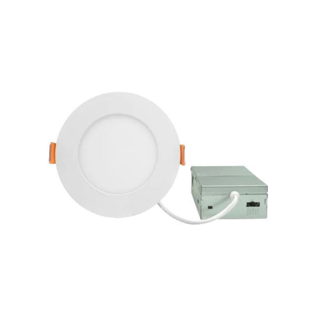 Medinah Power DLR4-9W-5CCT-DV1-W-F-WH DLR Series Canless J-Box Downlight, 4", Wet Location