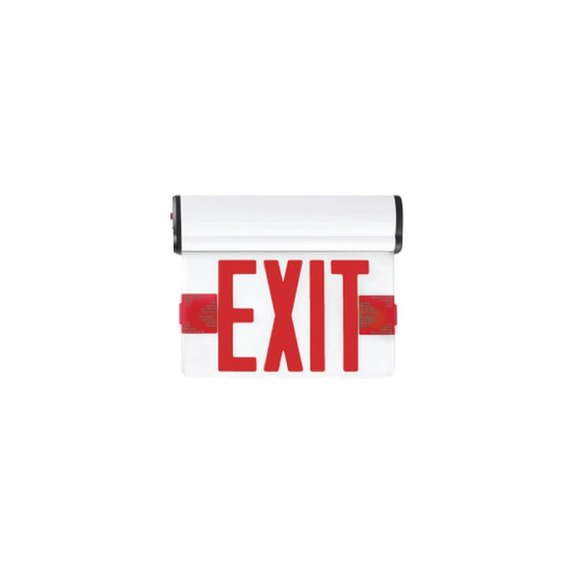 Medinah Power EDGE-ES-S-03 LED EDGE-Lit "Exit" Sign with Optional Indicators, Red on White