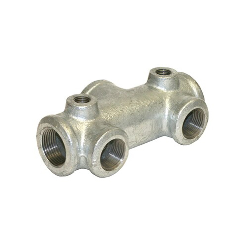 Merrill AT751002B 1" Galvanized Tank Tee 3/4" Drains 3-1/2" Length