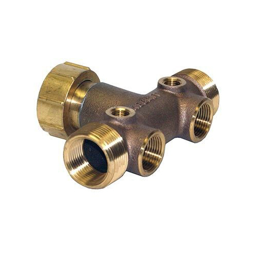 Merrill BATNL125UN 1-1/4" - 4" Long Cast Tank Tee with (2) 3/4" Drain Holes and Swivil Union Nut