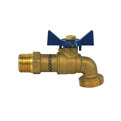 Merrill BBDNL50 1/2" Brass Boiler Drain Valve with Hose Bibb No-Lead 1/4 Turn