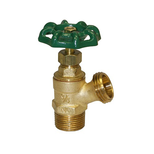 Merrill BBDNL75MA 3/4" MIP Brass (No Lead) Boiler Drain Valve with Hose Bibb and Angle Outlet