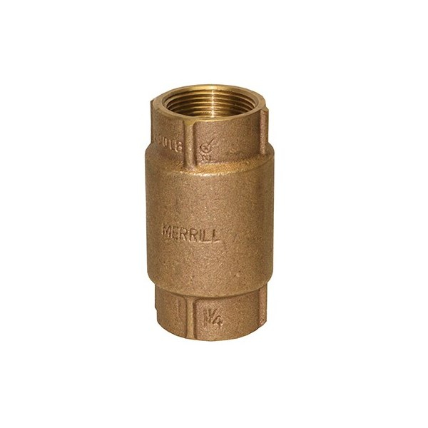 Merrill CVXLDNL125 850 Series 1-1/4" Extra Long Bronze Check Valve (No Lead), No-Spin Poppet