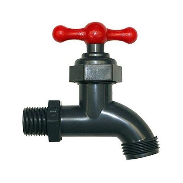 Merrill PVCBD50G 1/2" Gray PVC Boiler Drain Valve w/ Hose Bibb