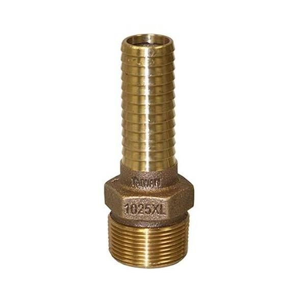 Merrill RBMANL1025XL 1" x 1-1/4" Male Iron Pipe (MIP) No-Lead Bronze Extra Long Male Adapter, 12 Barbs