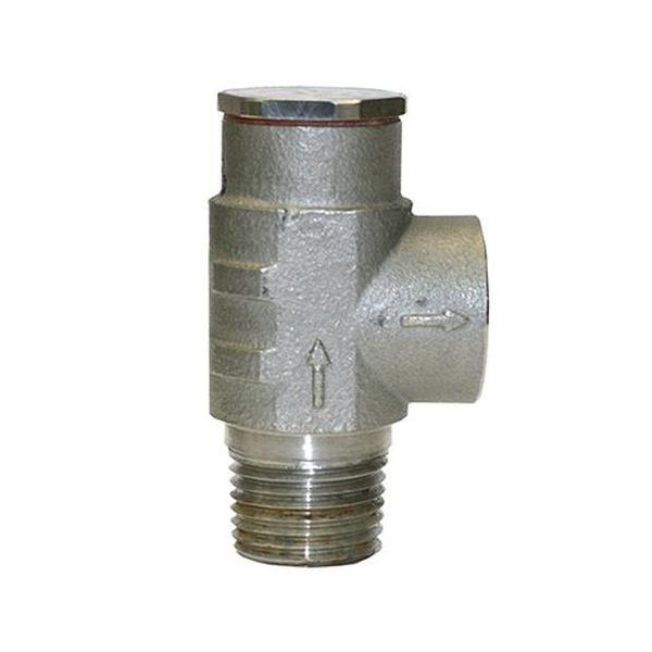Merrill SSPRV50 1/2" Male Iron Pipe (MIP) x 1/2" Female Iron Pipe (FIP) Stainless Steel Pressure Relief Valve, Set at 75 PSI