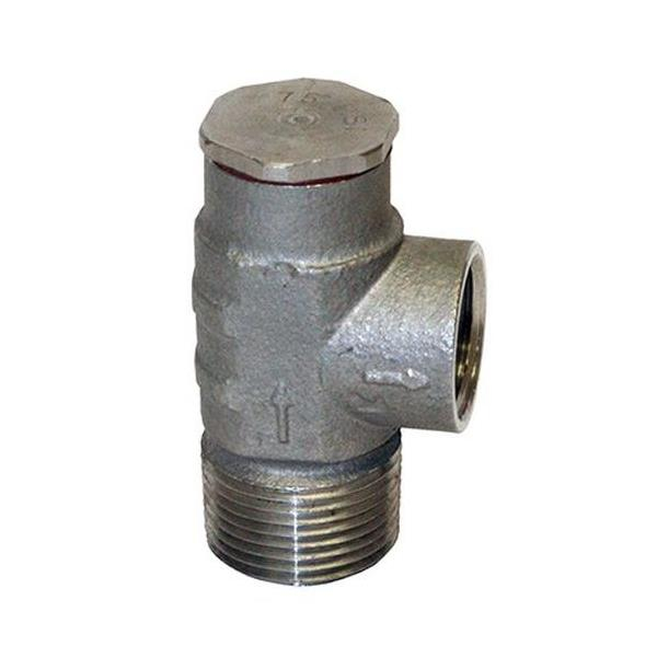 Merrill SSPRV75 3/4" Male Iron Pipe (MIP) x 1/2" Female Iron Pipe (FIP) Stainless Steel Pressure Relief Valve, Set at 75 PSI