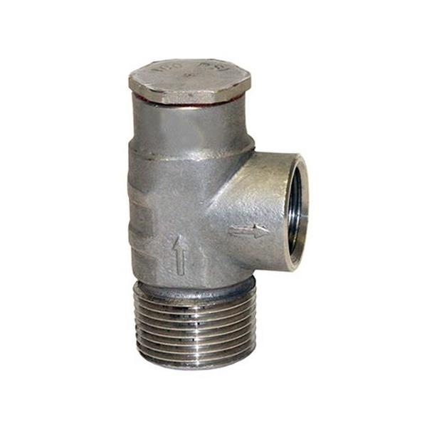 Merrill SSPRV75100 3/4" Male Iron Pipe (MIP) x 1/2" Female Iron Pipe (FIP) Stainless Steel Pressure Relief Valve, Set at 100 PSI