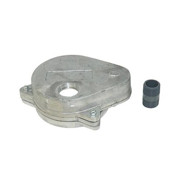 Merrill WCOC500 WCO Series 5" x 5-9/16" Aluminum Cap w/ 1-1/4" Top Tapping & 1" PVC Nipple, 3/4" Vent