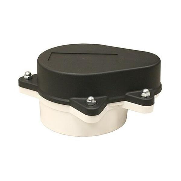 Merrill WCOP404P WCOPP Series 4" x 4-1/2" Sanitary Watertight Cap w/ PVC Base and 4 Bolt Holes, 3/4" Vent