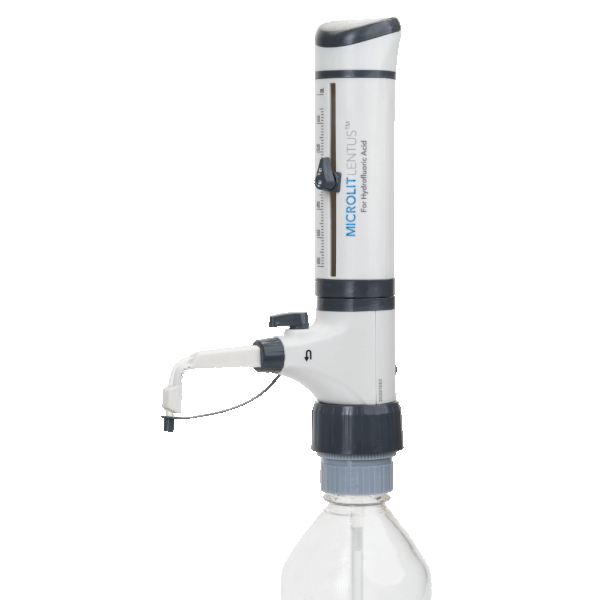 Bottle Top Dispensers Microlit LNT-HF-10 Lentus Bottletop Dispenser for Hydrofluoric Acid w/ Recirculation Valve, 1 - 10ml