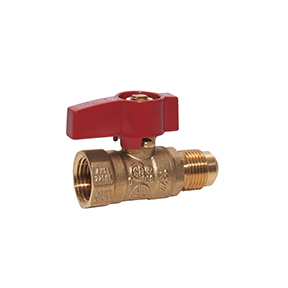 Midwest Control GBV-5038F Gas Brass Ball Valve 1/2 FPT x 3/8 Flare LP/Natural 600 PSI CWP