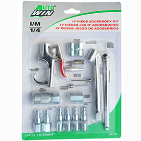Midwest Control SK-29 17pc. Blow Gun, Tire Gauge and Steel Coupler Set