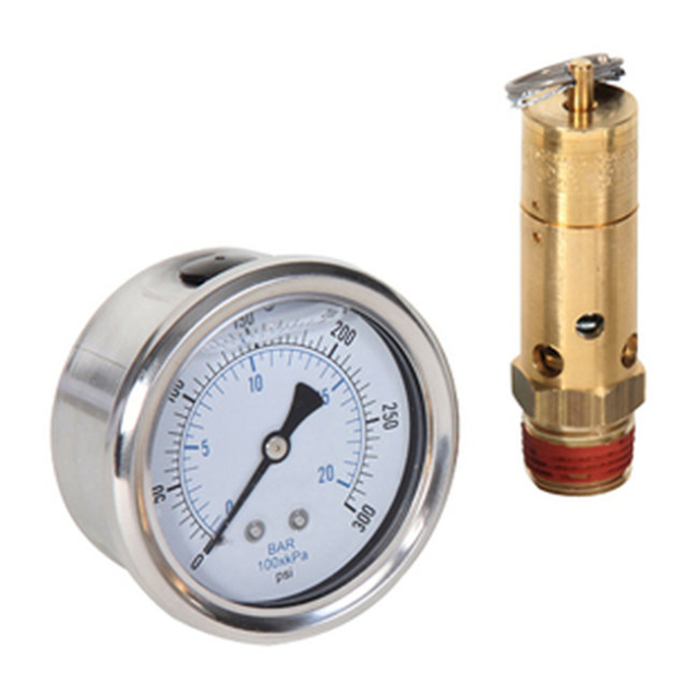 Midwest Control TKC300-Q300 Tank Kit 1/2 ASME Soft Seat Safety Valve 300 PSI 534 SCFM w/LF Gauge 600 PSI