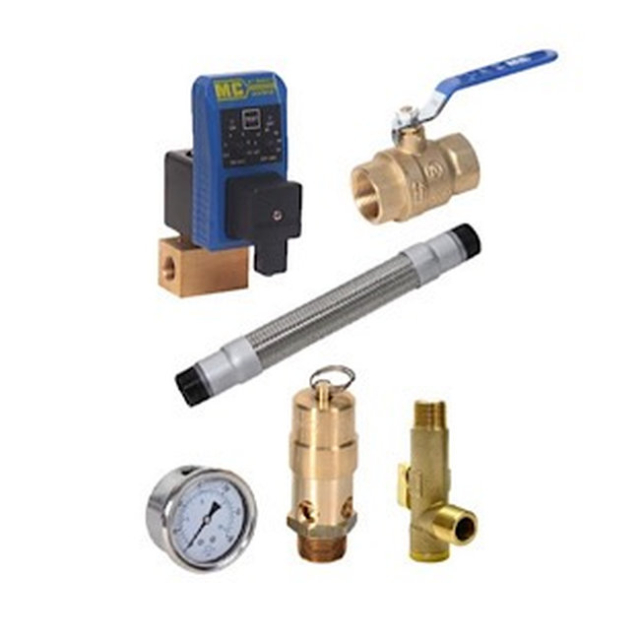 Midwest Control TKG165-Q300FG-CSCC2 Tank Kit Safety Valve Gauge Ball Valve Drain Strainer Flex Hose