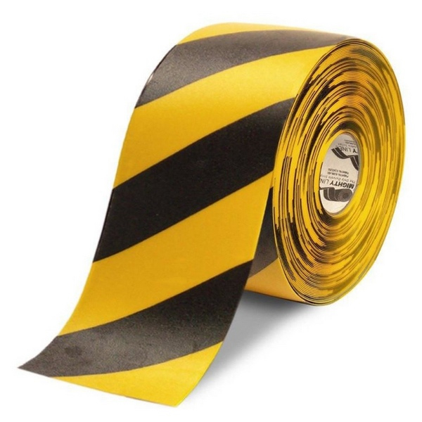 Mighty Line 6RYCHV 6" Yellow Tape with Black Chevrons - 100' Roll