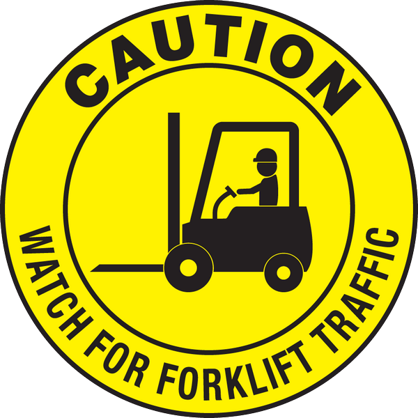 Mighty Line CW4FL12 Caution Watch For Forklift Traffic, Floor Sign, Industrial Strength, 12" Wide