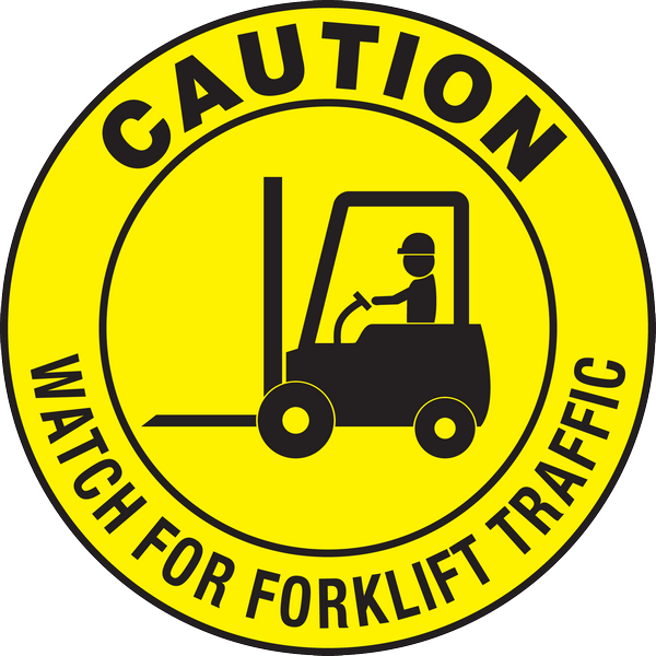 Mighty Line CW4FL24 Caution Watch For Forklift Traffic, Floor Sign, Industrial Strength, 24" Wide