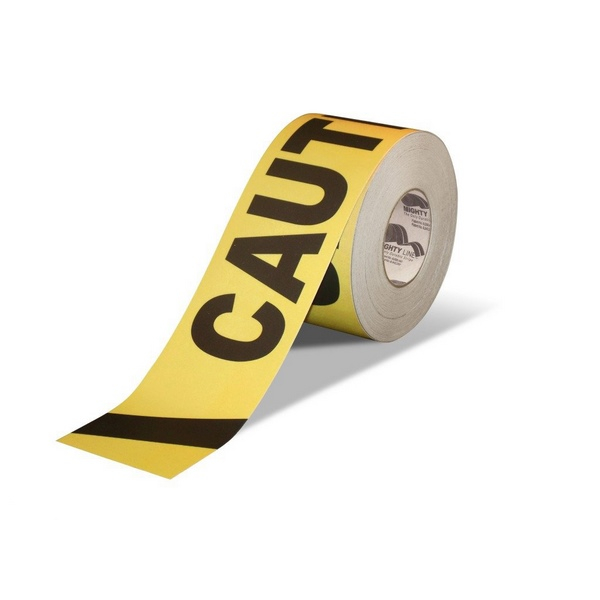 Mighty Line 4RCA 4" Wide Caution Floor Tape - 100' Roll