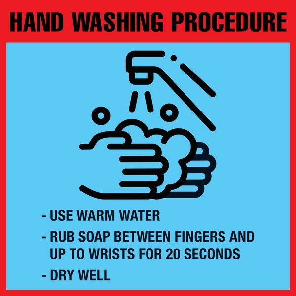 Mighty Line HWCOVID1916 16" Hand Washing Instructions Floor Sign
