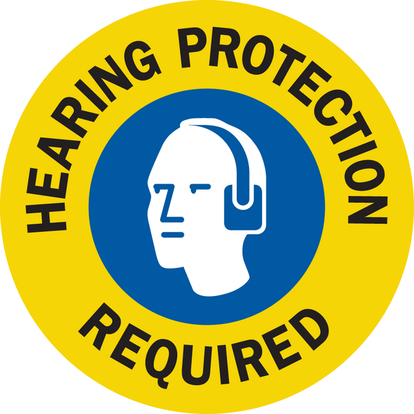 Mighty Line HearingprotectreqB12 12" Hearing Protection RequiRed Floor Sign